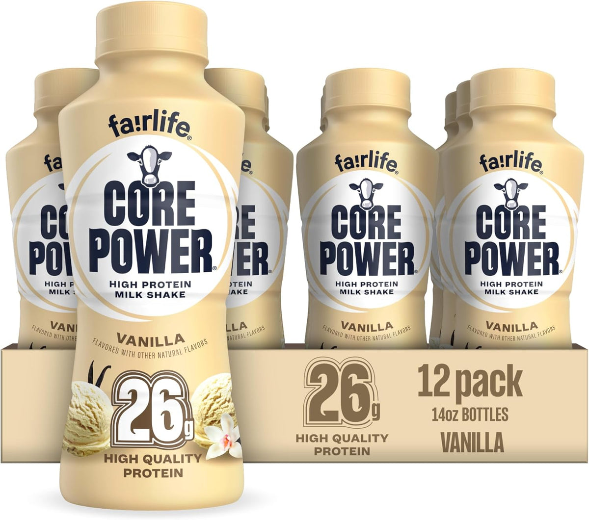 Core Power Protein Shake, Vanilla, 26g Bottle, 14oz
