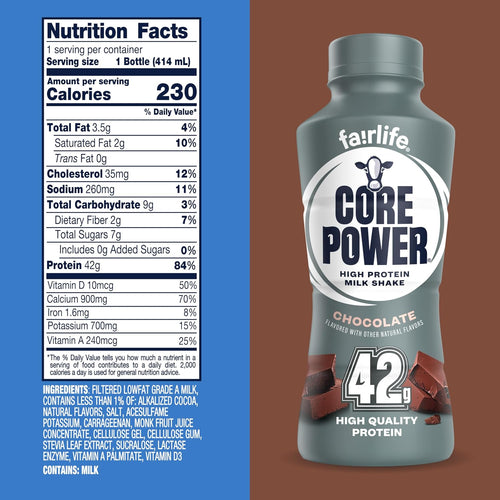 Core Power Fairlife Elite 42g High Protein Milk Shakes, Ready to Drink for Workout Recovery, Chocolate, 14 Fl Oz (Pack of 12)